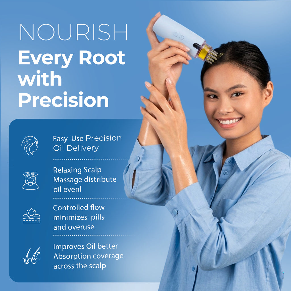 2-in-1 Hair Oil Treatment Applicator with Scalp Massager