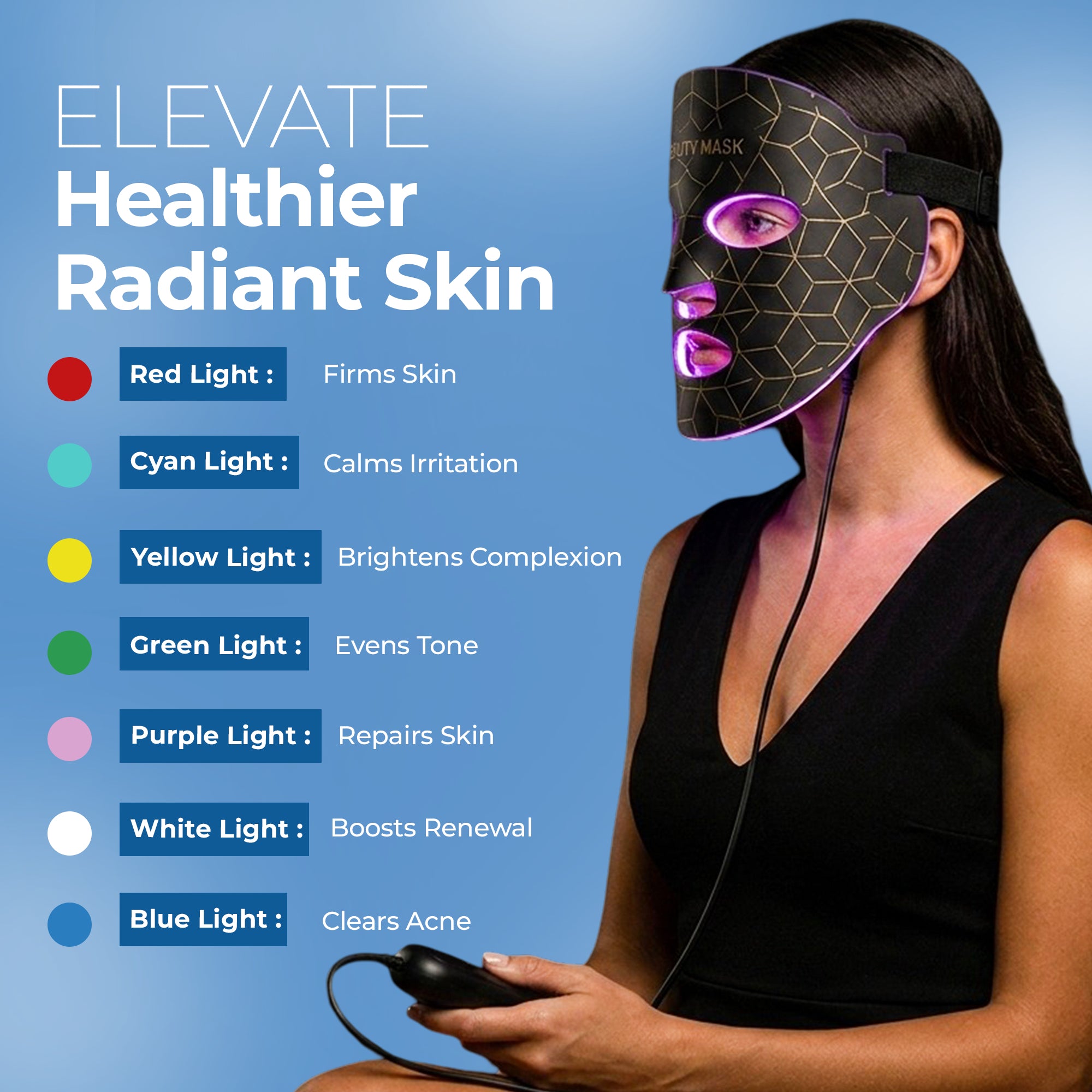 7-Color LED Light Therapy Face Mask